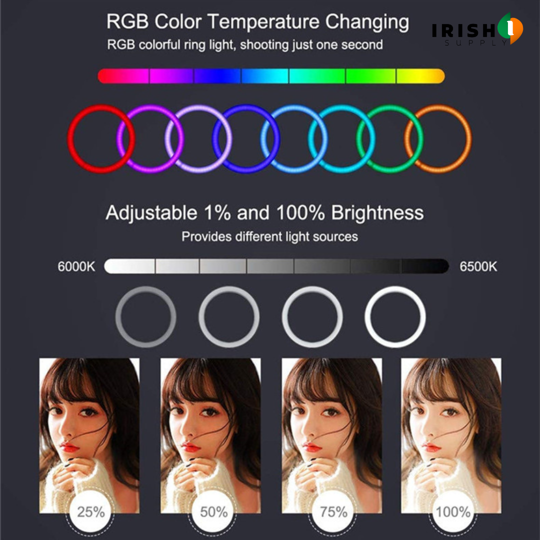 Irish Supply, FLASHPOD Vlog Selfie Ring Light with Stand