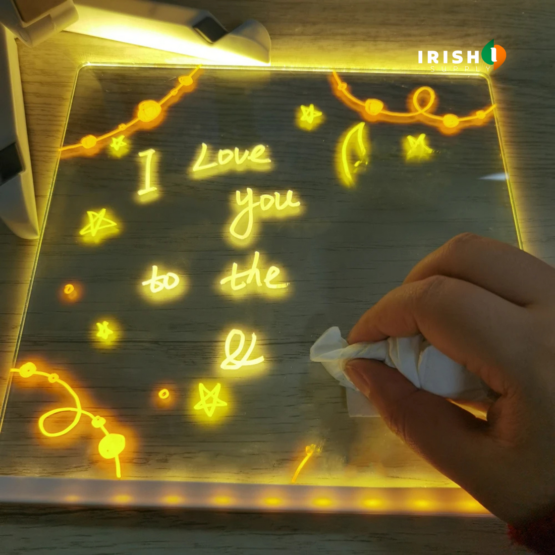 NEONSAGE Kids LED Drawing Board with Night Light & Colorful Pens (30x20 cm)