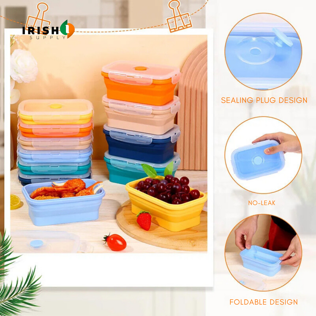 PACKEASE Collapsible Silicone Food Containers