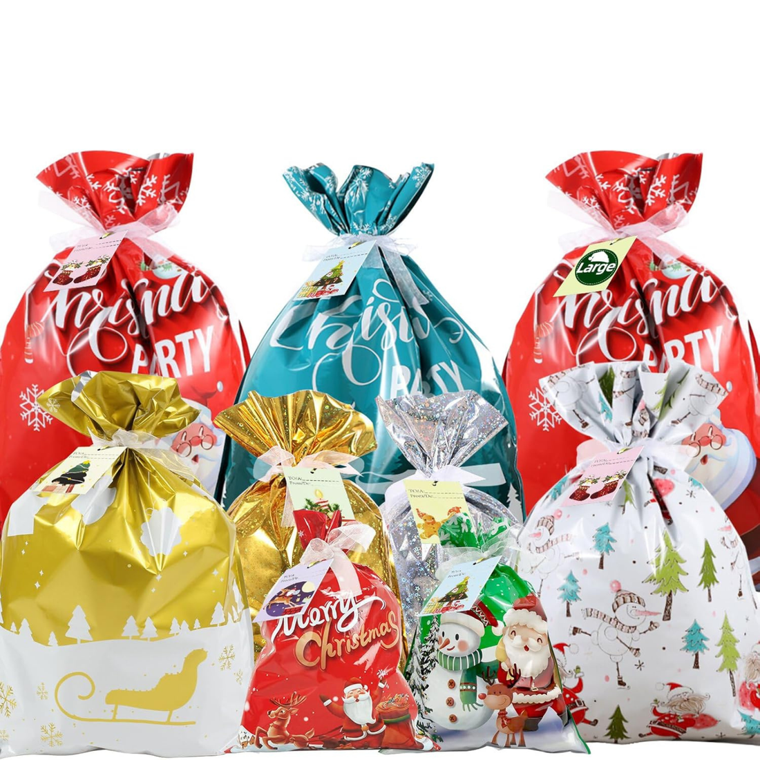 MERRYBAG 30 -Piece Reusable Drawstring Gift Bag Set