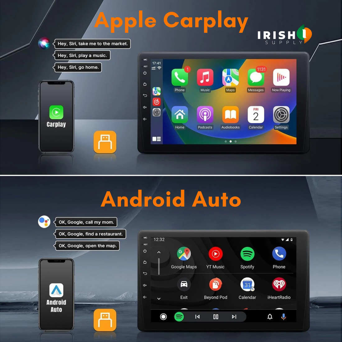HYPERSYNC 9 Inch HD Car Stereo with CarPlay & Android Auto