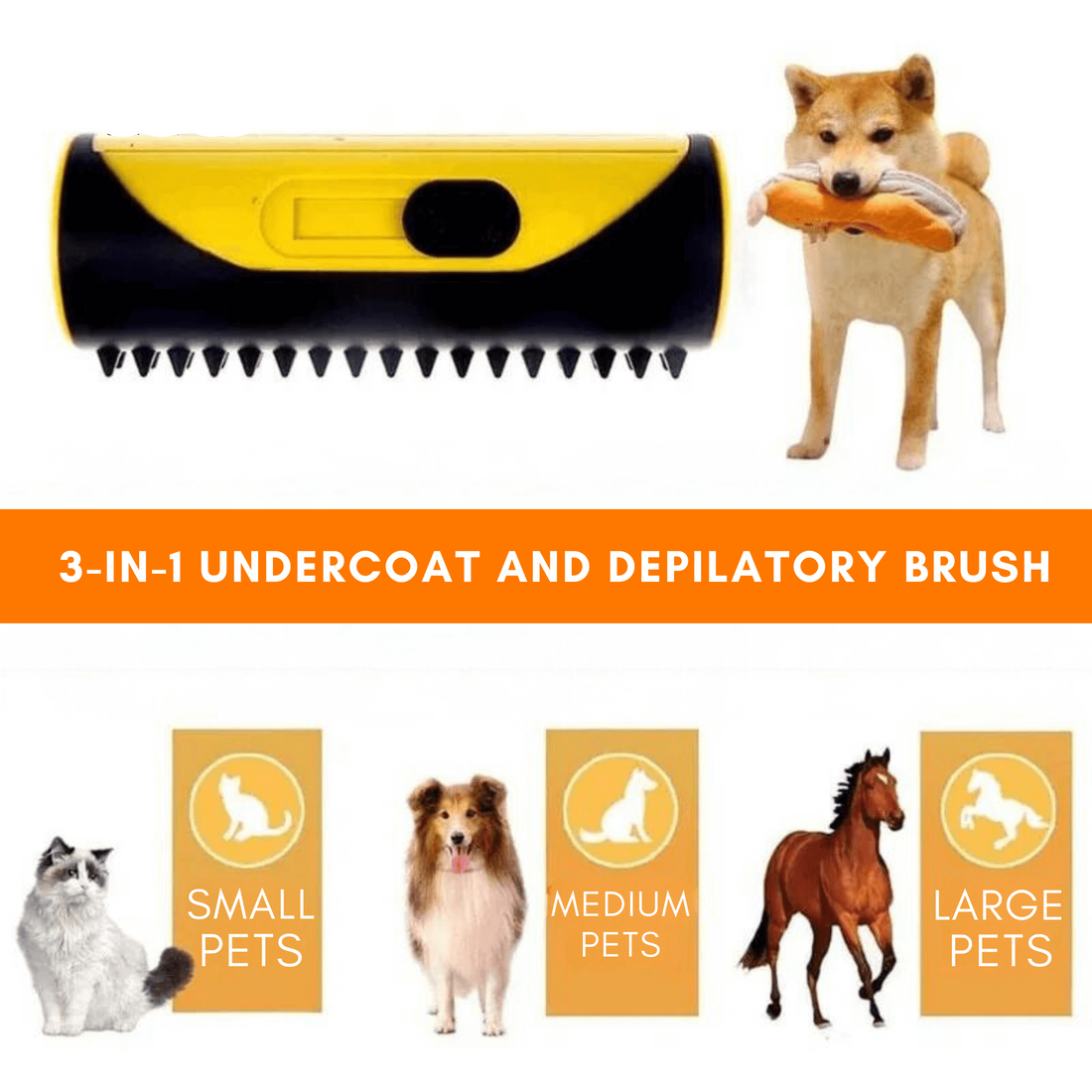 FURSWIFT 3-in-1 De-Shedding Undercoat & Fur Brush