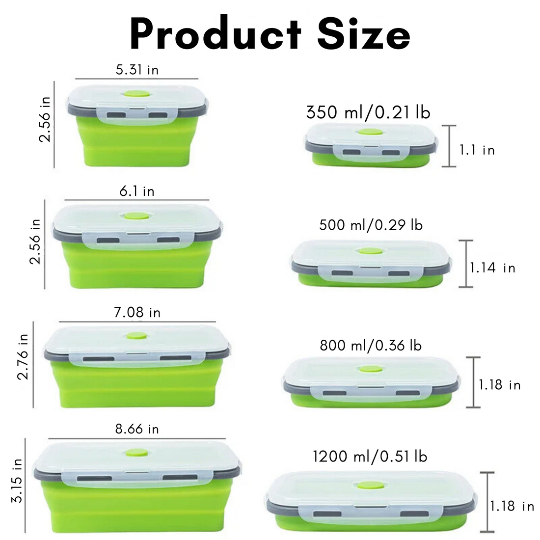 PACKEASE Collapsible Silicone Food Containers