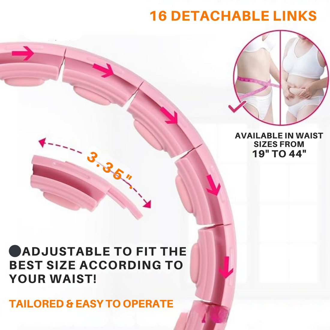 HOOPEDGE Adjustable Fitness Hoop for Thin Waist Exercise