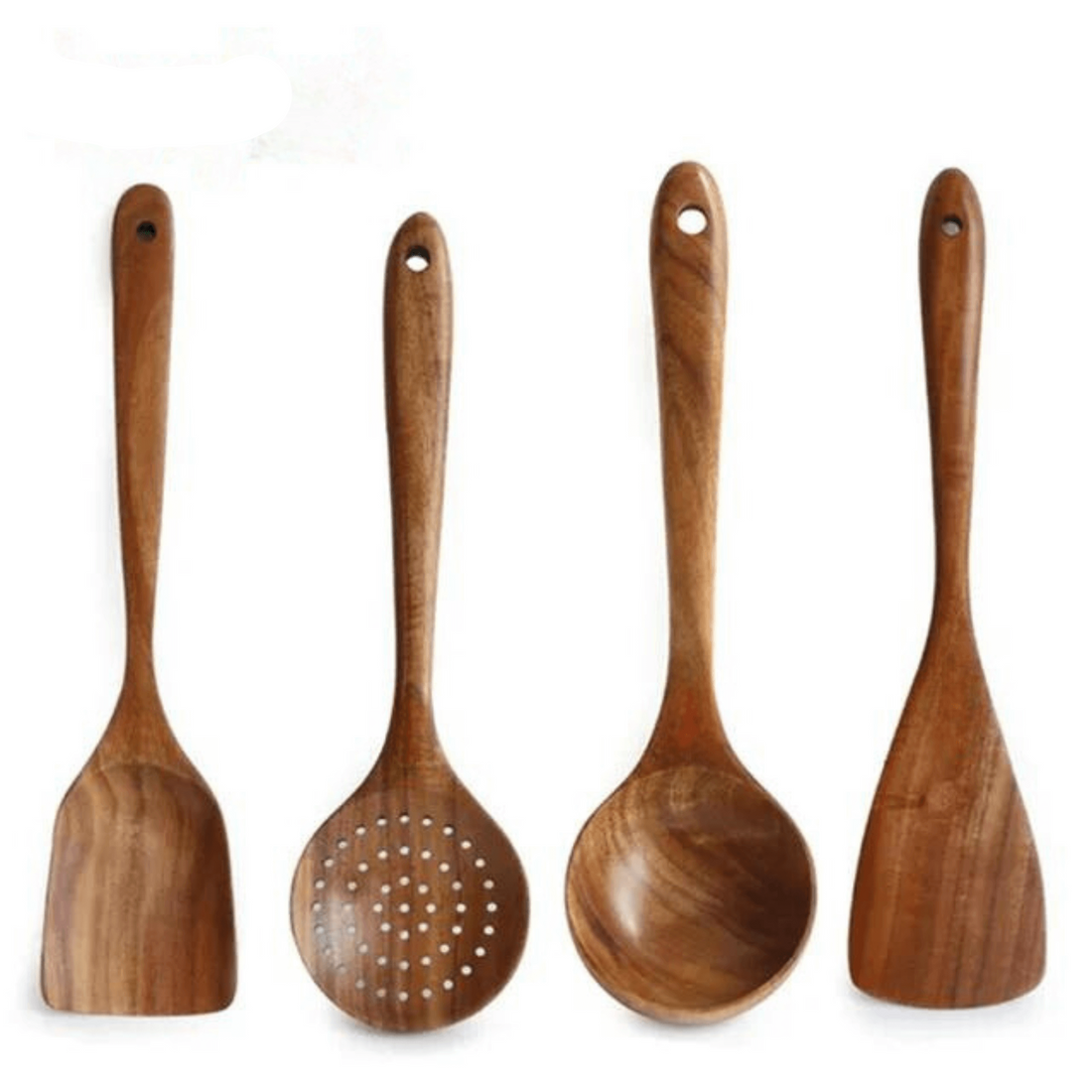 WOODGOURMENT 7 Piece Teak Cooking Utensil Set