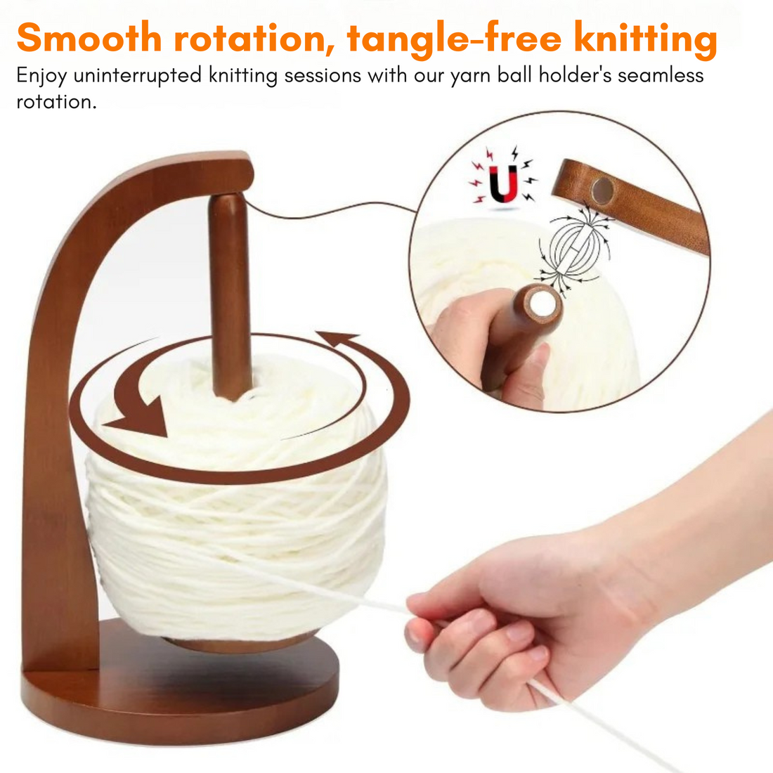 MAGNISPIN 360° Rotation Spinner Wooden Yarn Holder
