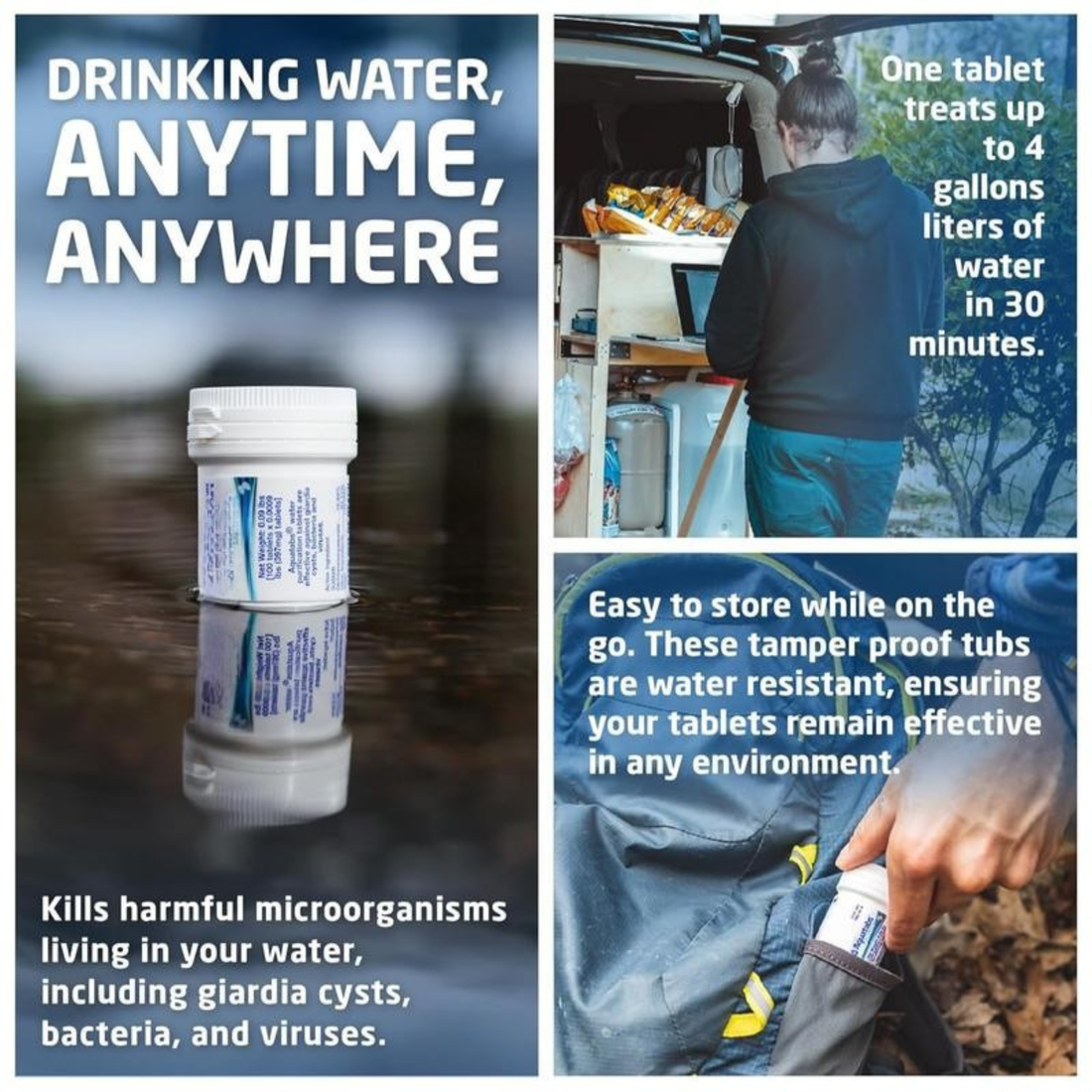 AQUASAFE 100-Tab Emergency Water Purifier (397 mg)