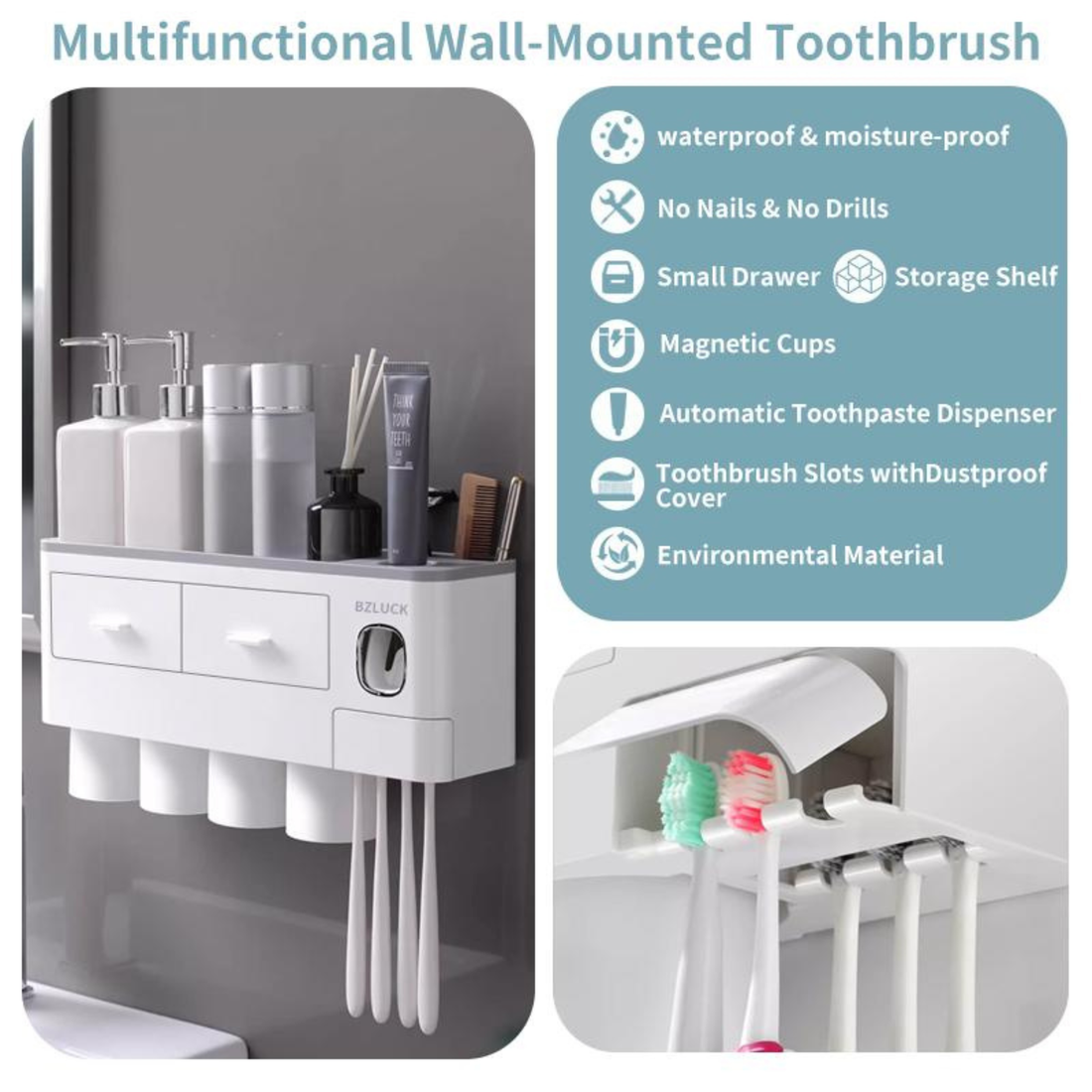 CLEANHUB Wall-Mounted Bathroom Declutter Organizer