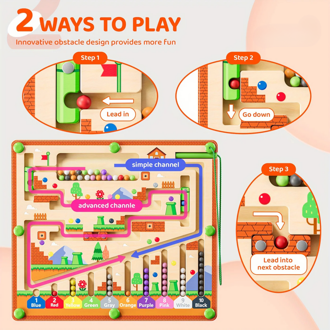 COLORQUEST Wooden Magnetic Color and Number Maze