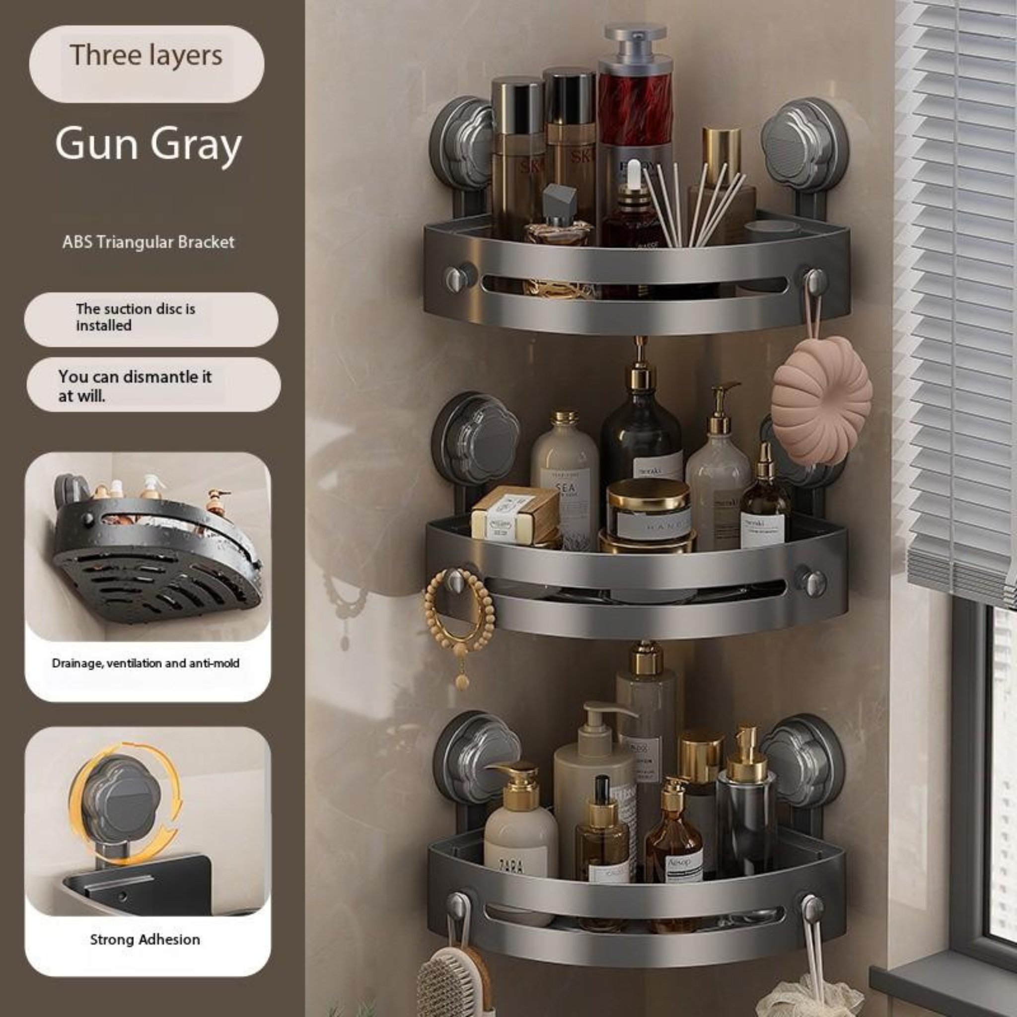 CORNERLOCK Heavy-Duty Corner Shower Storage Rack