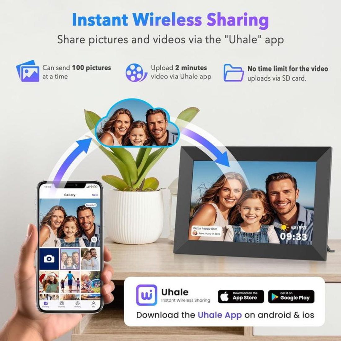 FAMILINK 16G 10inch WiFi Touch Photo & Video Sharing Digital Frame