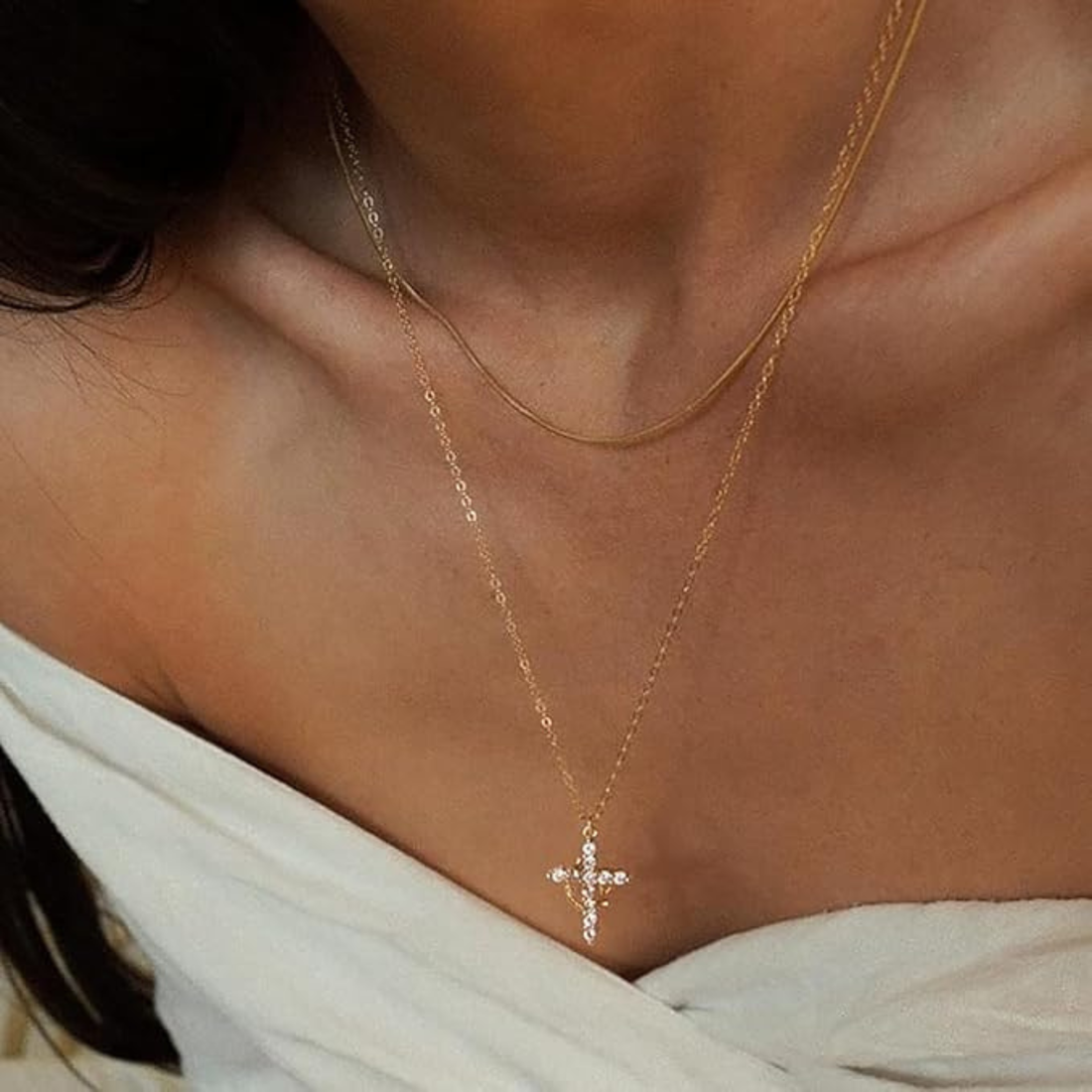 GRACEGEM Tarnish-Free Cross & Crown Necklace
