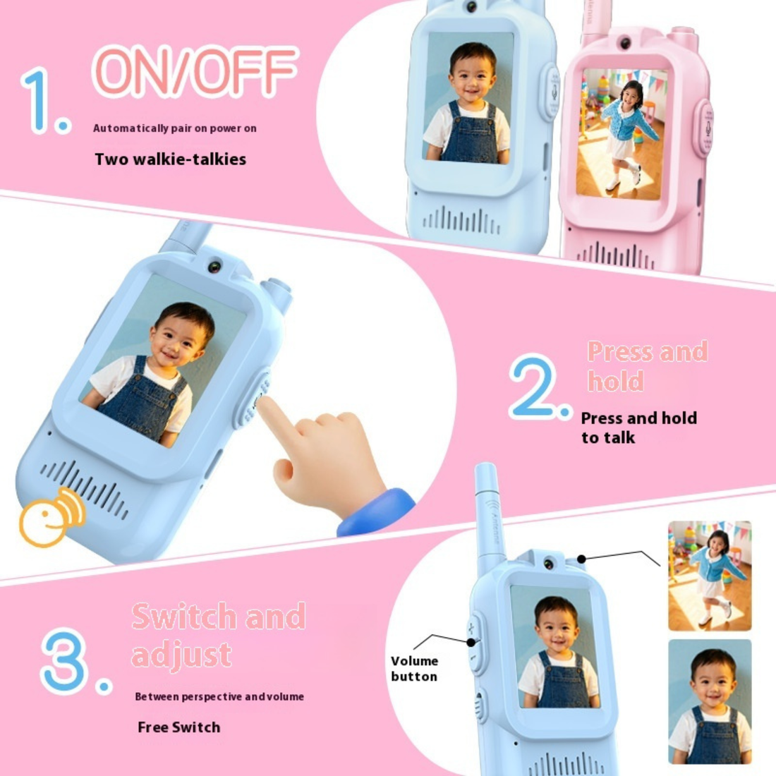 KINNEX Screen-Free Video Walkie Talkies for Kids & Families 2 pieces