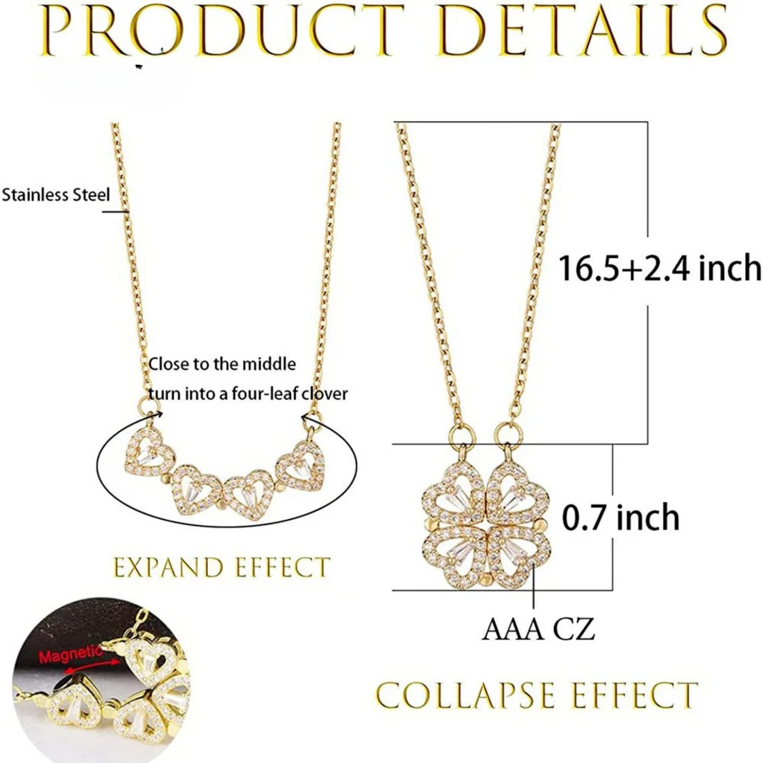 MAGNILOVE Magnetic Love Clover Necklace
