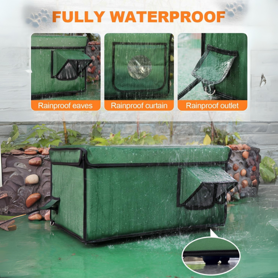 MEOWSANTUARY Weatherproof Heated Cat House for Outdoor Cats
