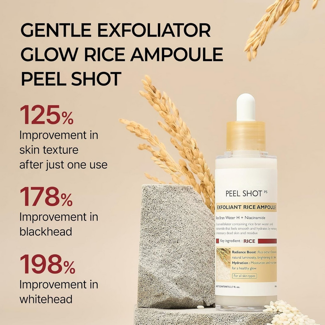 PEELSHOT Exfoliator White Rice Ampoule (80mL)