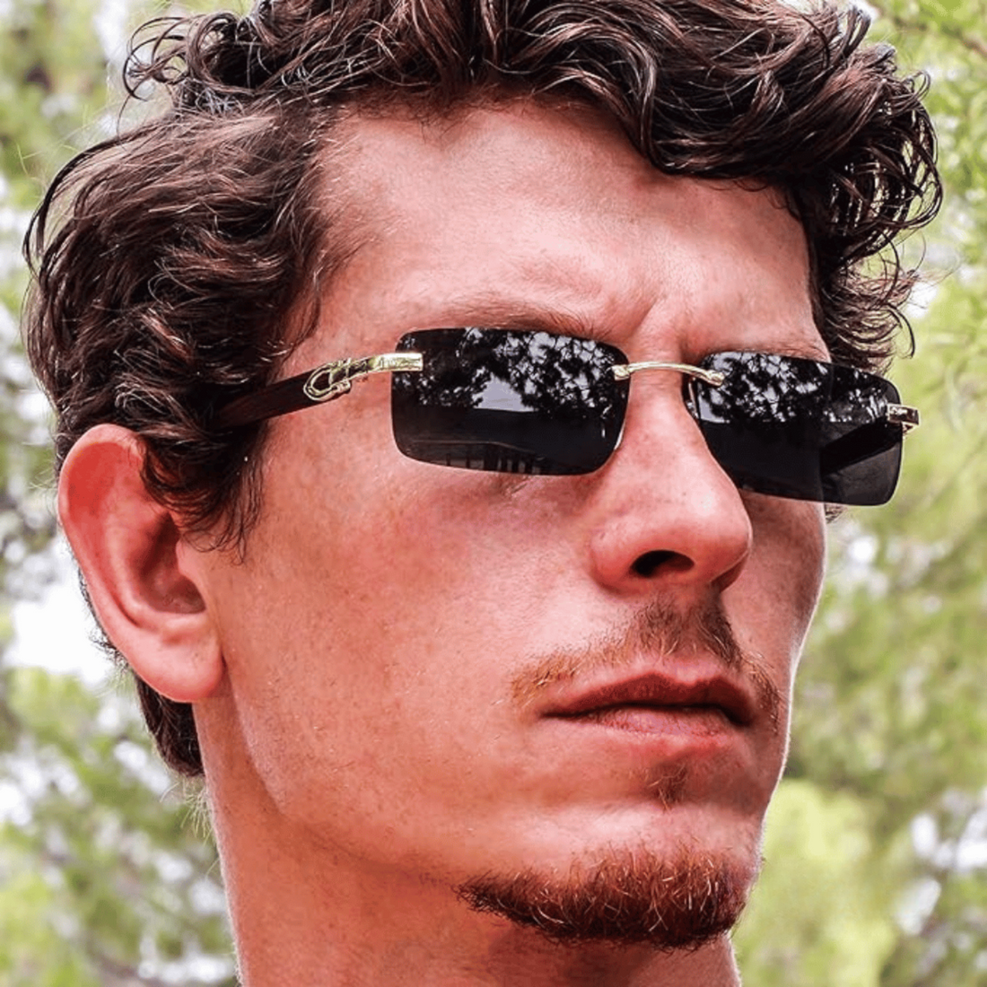 RETROGAZE™ Mens Square Rimless Golden Frame