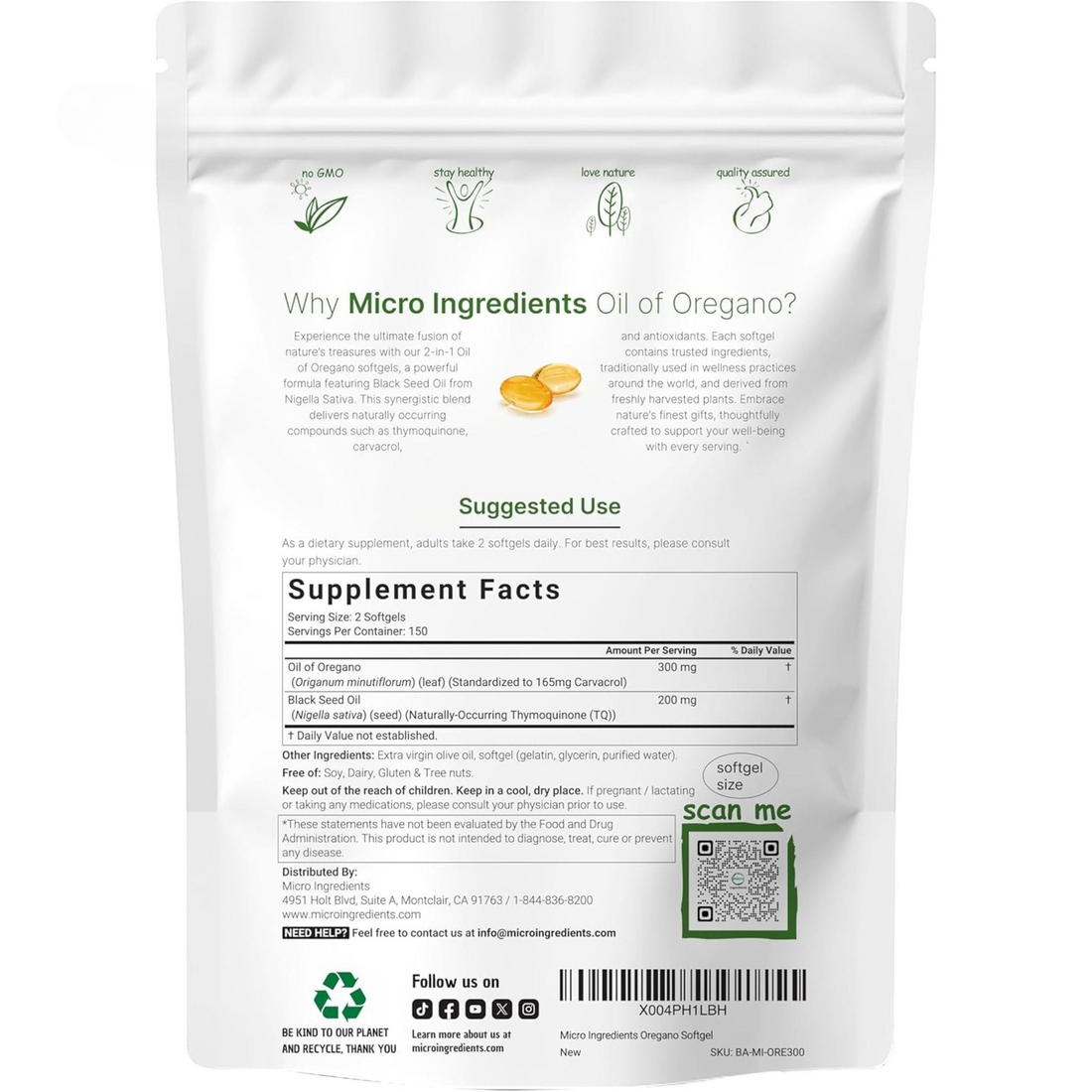 SEEDRELIEF Oregano & Black Seed Blend 300 Softgels