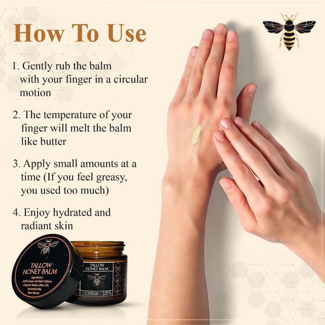 TALLOGEN Grass-Fed Tallow Honey Balm 60g