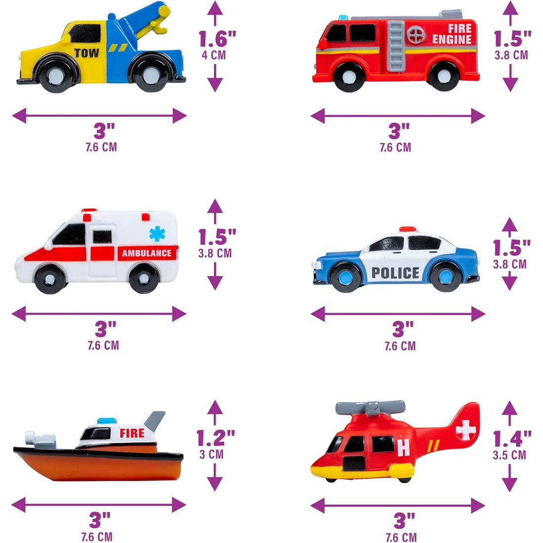 WATERWINK Light-Up Emergency Vehicle Bath Toys