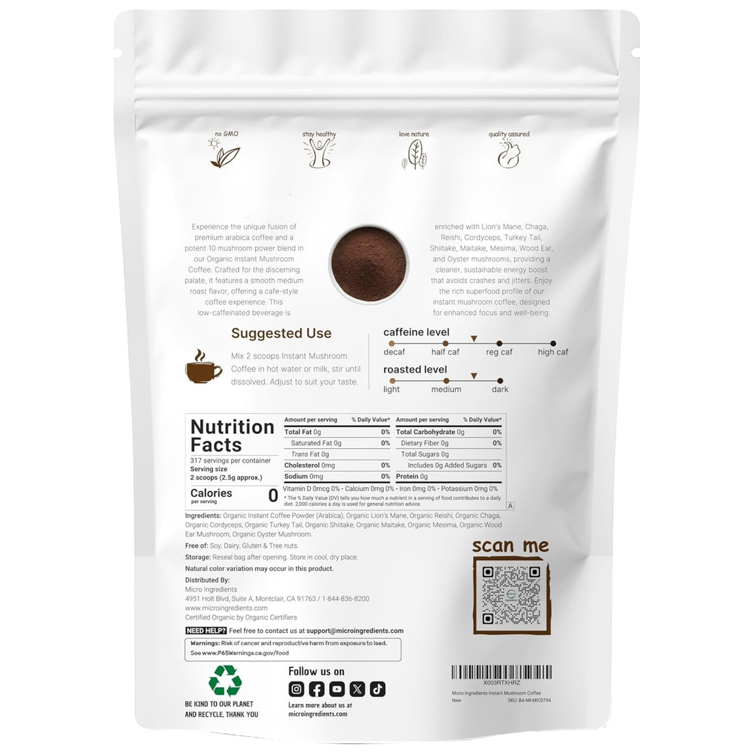 SMARTBREW Organic Cognitive Support Mushroom Coffee Powder 793g