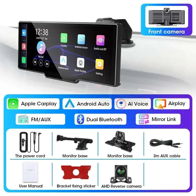 VISIONARY 10.26 Inch Car DVR Carplay Android Auto Dashcam